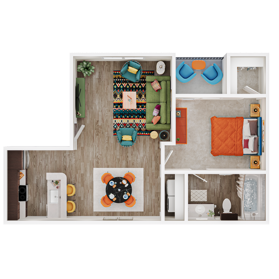 Arbors of wolf pen creek one bedroom floor plan
