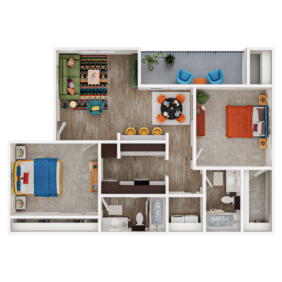 Arbors of wolf pen creek 2 bedroom floor plan